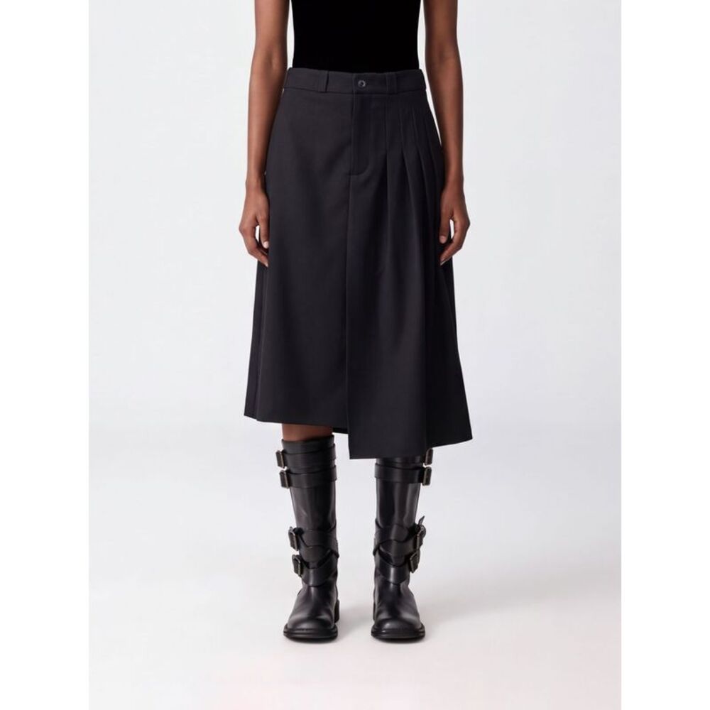 Our Legacy Women High-Waisted Asymmetrical Pleated Wool Midi Skirt Our Legacy